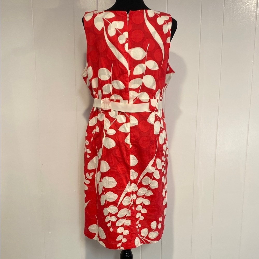 Robbie Bee Dress Midi Sleeveless Floral Grosgrain Ribbon Pink White Size 14 - Picture 9 of 11